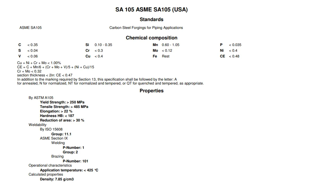 ASME SA105 Material Form