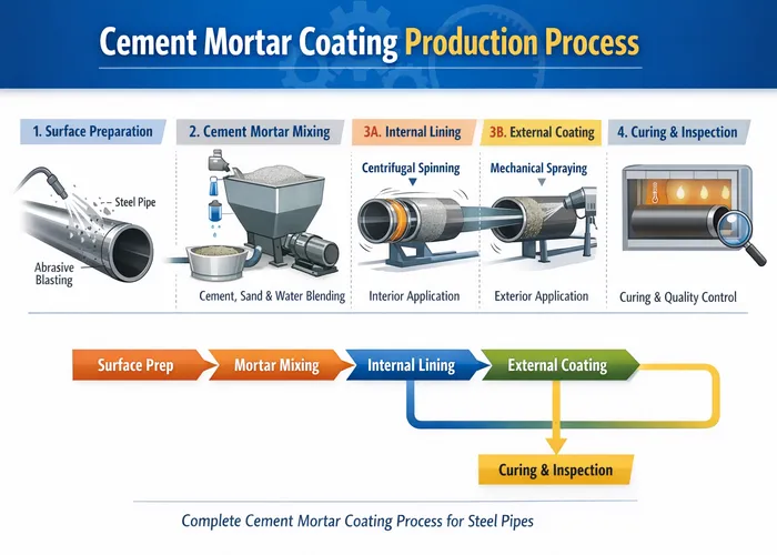 Production Process of Cement Mortar Coating