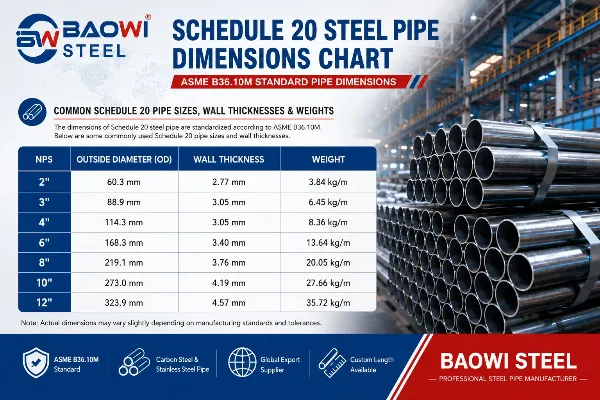 Schedule 20 Steel Pipe Dimensions Chart