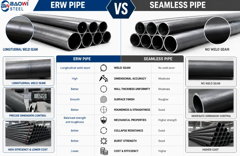 ERW vs Seamless Pipe Comparison Table