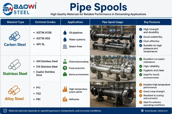 Common Materials Used for Pipe Spools