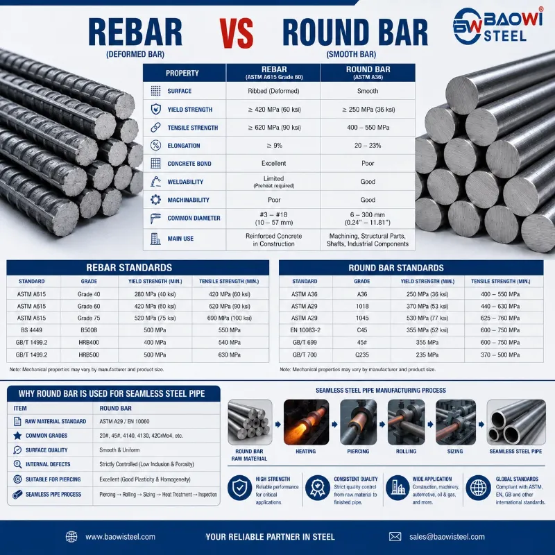Rebar VS Round Steel