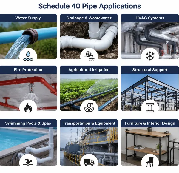 Schedule 40 Pipe Usage Chart