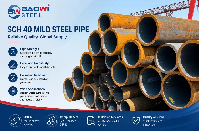 Schedule 40 Mild Steel （MS）Pipe