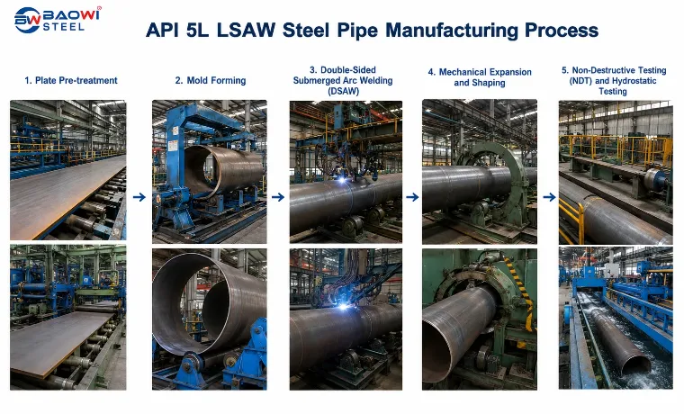 API 5L LSAW Steel Pipe Manufacturing Process Flowchart