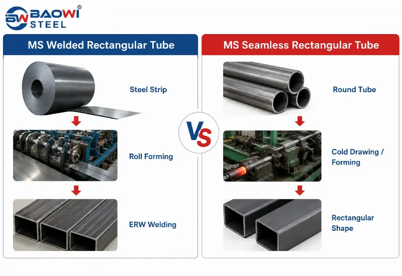 MS Welded Rectangular Tubes vs MS Seamless Rectangular Tubes