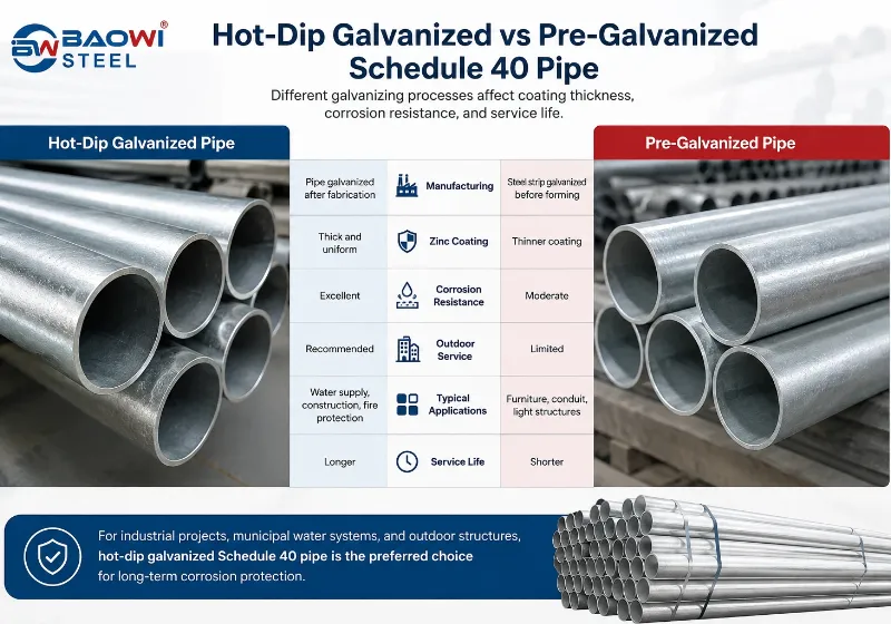 Hot-Dip Galvanized vs Pre-Galvanized Schedule 40 Pipe