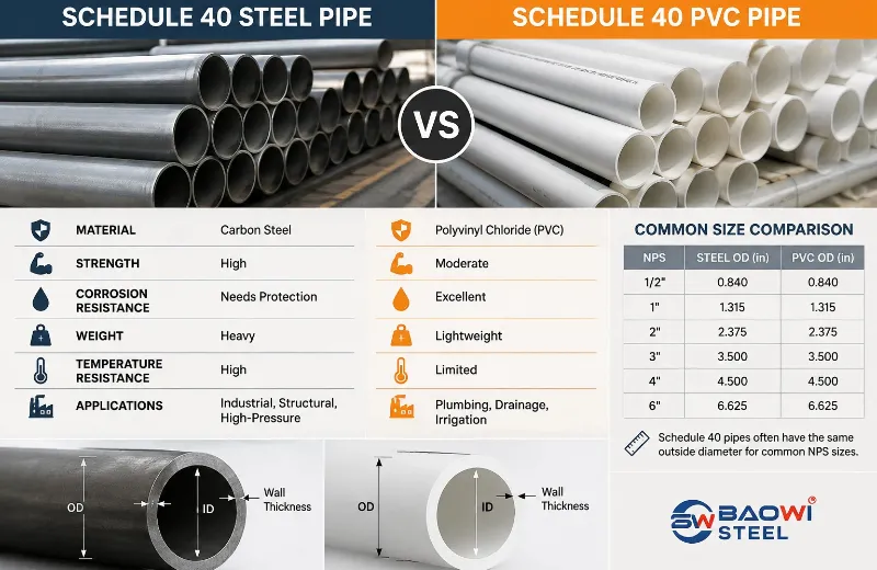 Schedule 40 PVC vs Steel Pipe: Quick Comparison